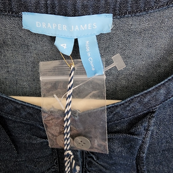 Draper James Chambray Ruffle Bell Sleeves Shift Dress Women's 4 NWT - Picture 7 of 10